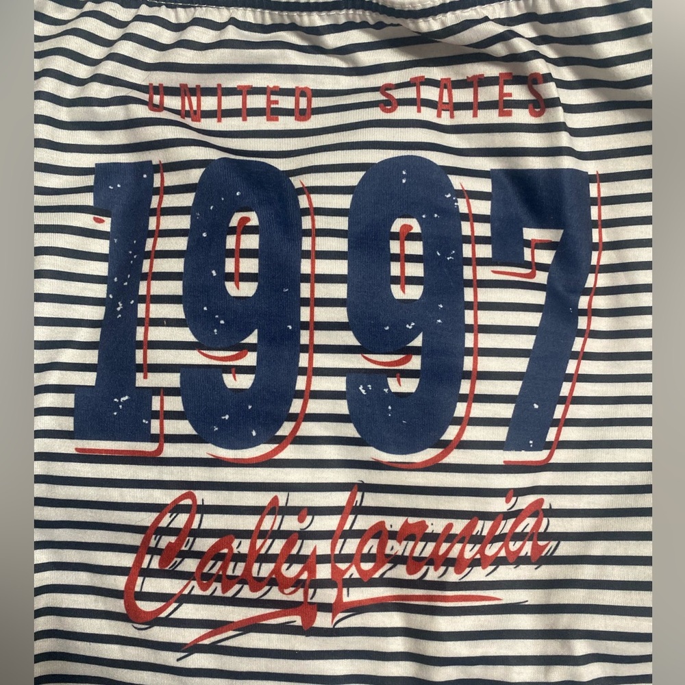 Off-the-Shoulder Striped Graphic Top | Size Small | Never Worn